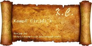 Kempf Cirjék névjegykártya